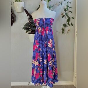Anthropologie Abel the Label Strapless Smocked Floral Tiered Dress Size M